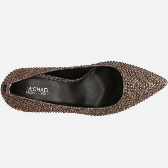 Michael Kors Dorothy Flex Pumps Pointed Toe Star Perforations Metallic Size 10 - Picture 5 of 12